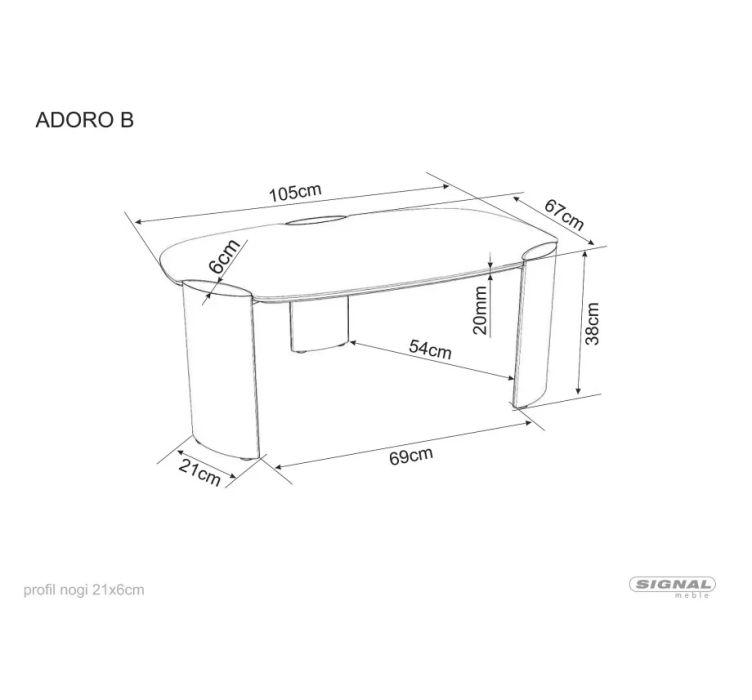 Стіл журнальний кавовий Adoro B 105×65 см Білий / Мідь10